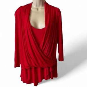 Red Jennifer Lopez Faux Wrap Top, Women's Size XL‎